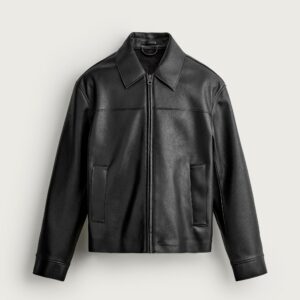REGULAR FIT LEATHER EFFECT OVERSHIRT